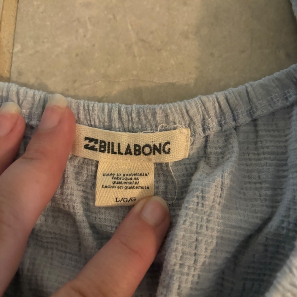 Billabong Getaway Light Blue Crop Top, Rounded Neck, Tied Bow (Women's‎ Large) - Picture 5 of 5